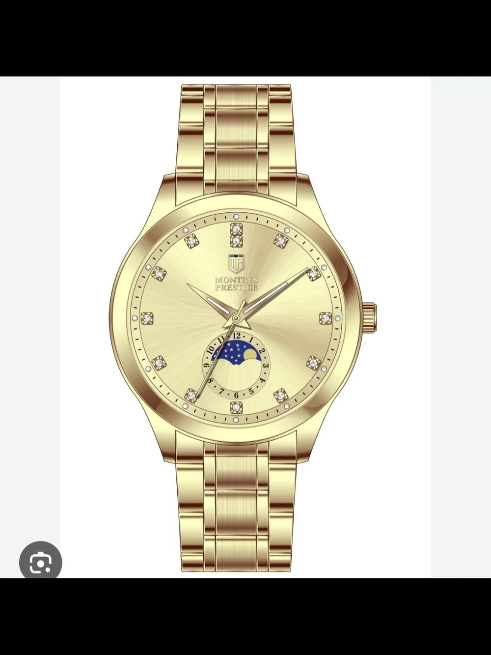 Invicta Collab Montres Prestige Gold Tone Moonphase with Crystal Markers